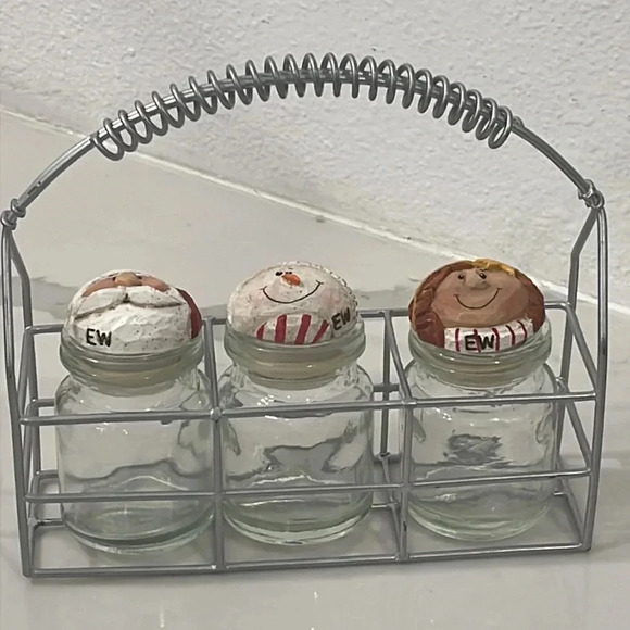 Eddie‎ Walker Apothecary Jar Set Angel Snowman Santa Midwest Cannon Falls - Picture 2 of 16